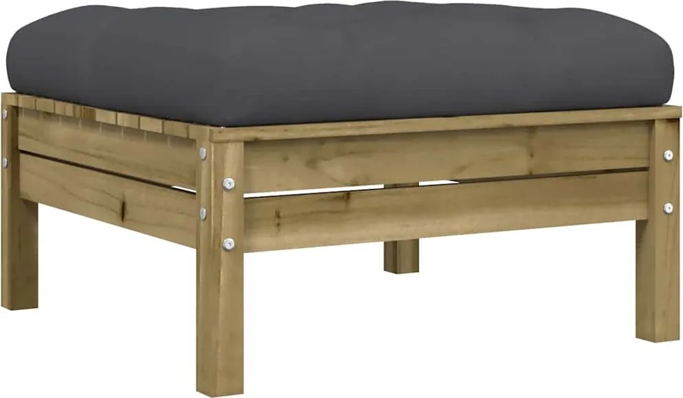 vidaXL impregnált fenyőfa kerti lábzsámoly párnával