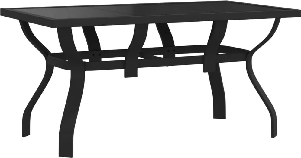 vidaXL fekete acél és üveg kerti asztal 140 x 70 x 70 cm