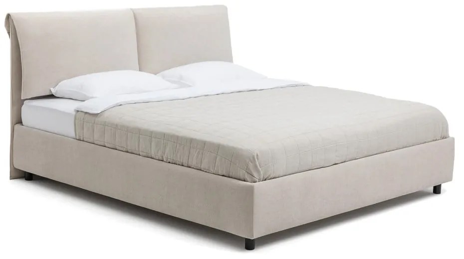 Bézs kárpitozott ágyneműtartós franciaágy ágyráccsal 160x200 cm Myra Pillow – Bonami Selection