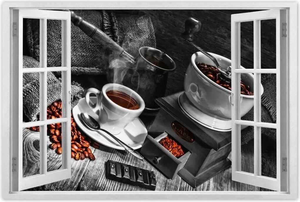 Poszterek 90x60 Fekete-fehér kávé fotó
