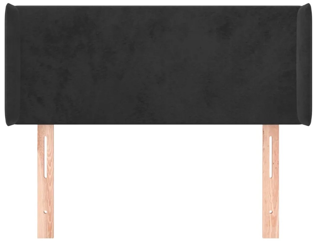 fekete bársony fejtámla szárnyakkal 103x16x78/88 cm