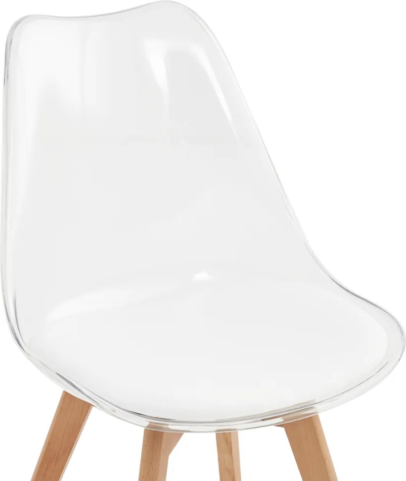 Szék, átlátszó, akril/ekobőr/bükk, BALI 2 NEW