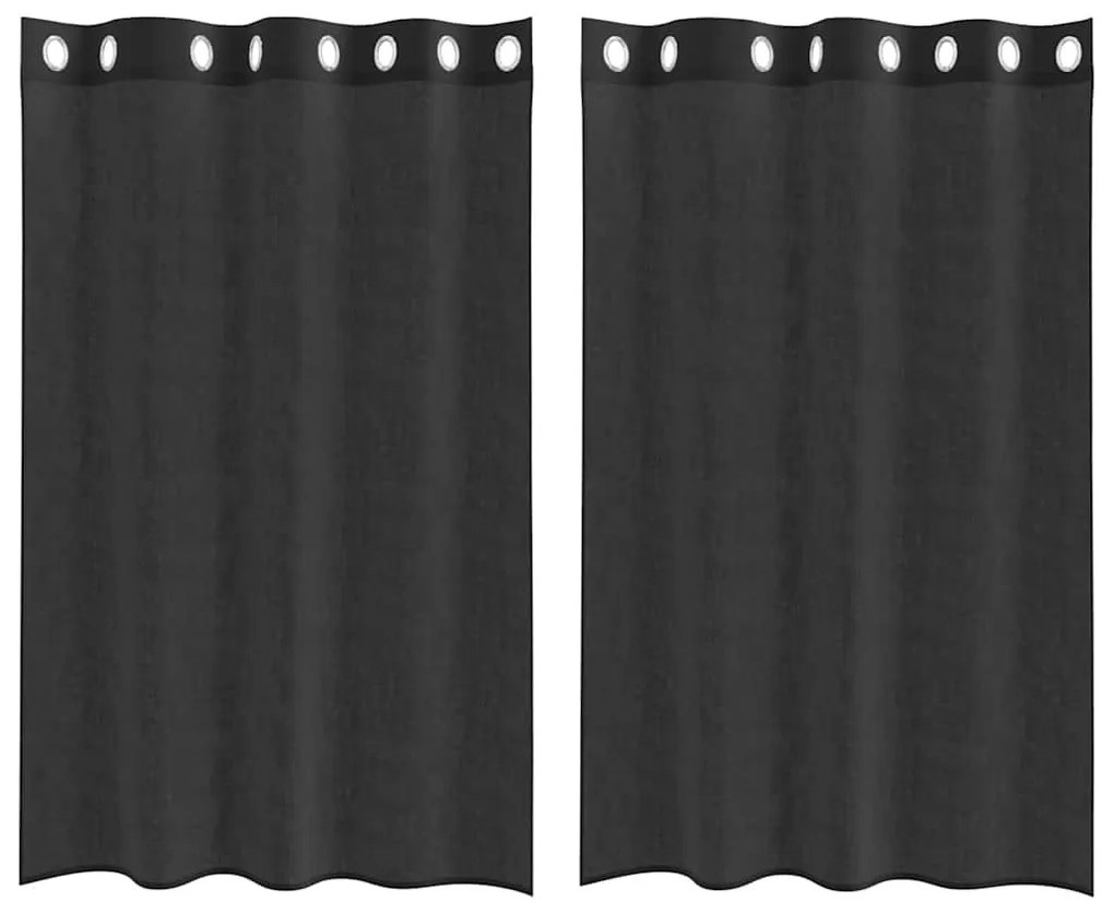 2 db fekete fátyolfüggönyök rojtokkal 140x175 cm