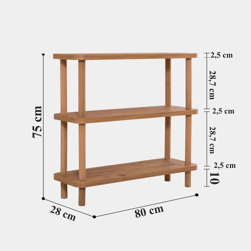 Natúr színű könyvespolc borovi fenyő dekorral 80x75 cm Step – Kalune Design