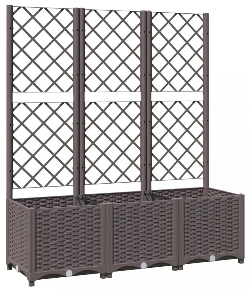 barna polipropilén rácsos kerti ültetőláda 120 x 40 x 136 cm