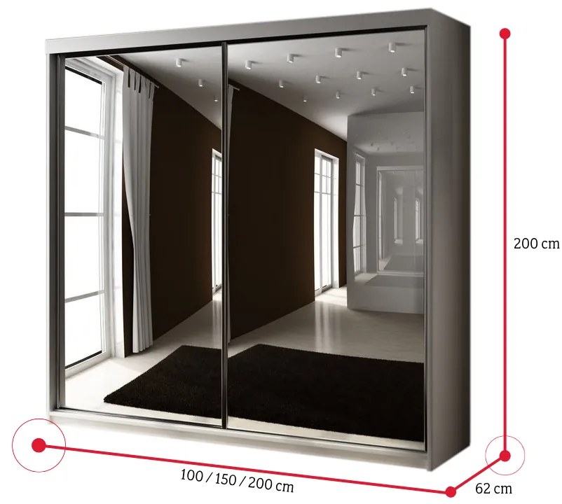 TALIA 21 tolóajtós szekrény, 100x200x62, sonoma tölgy