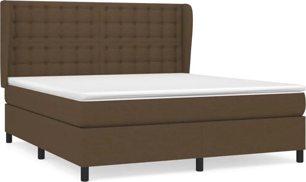 vidaXL sötétbarna szövet rugós ágy matraccal 180 x 200 cm