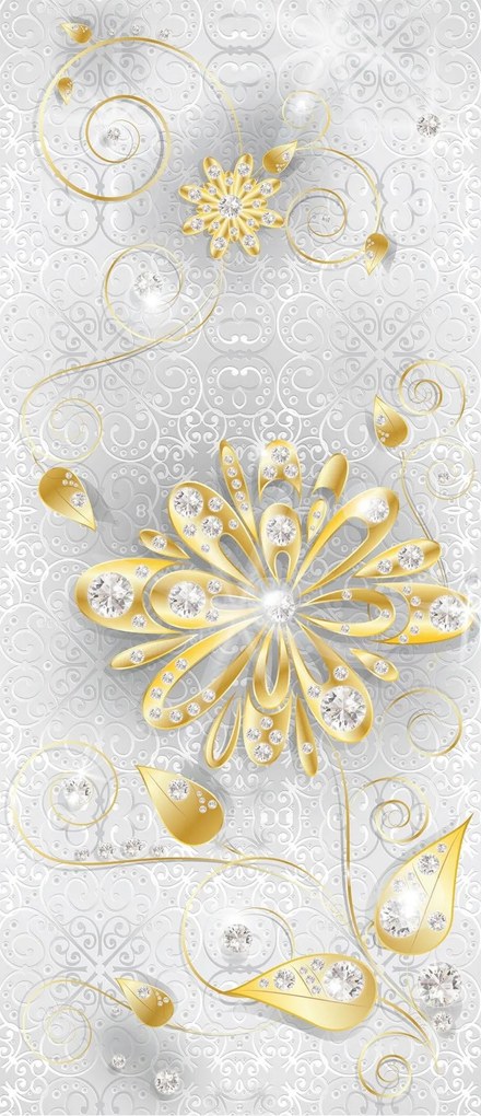 Fotótapéta flizelina Arany csillogás virágok és gyémántok Art Deco 91x211 +ragasztó