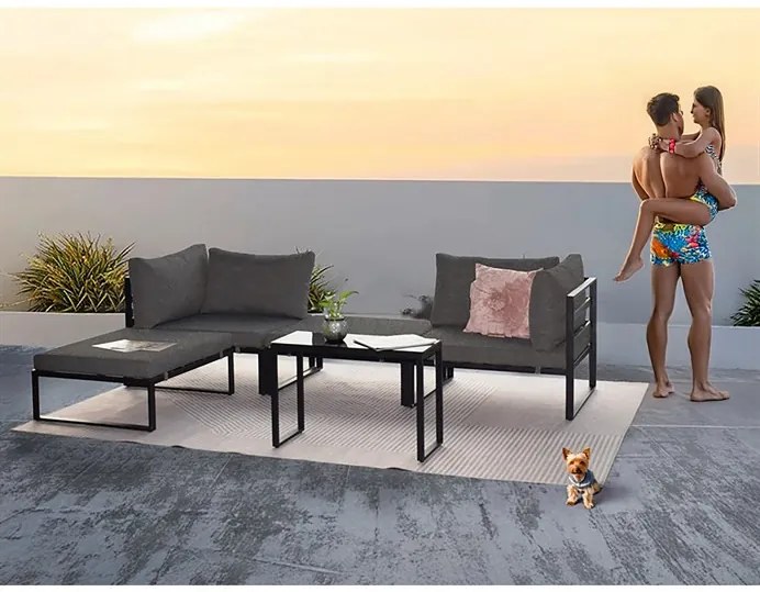 Kerti Garnitúra, Fém + Szövet, Szürke. AZ-L1761 GREY