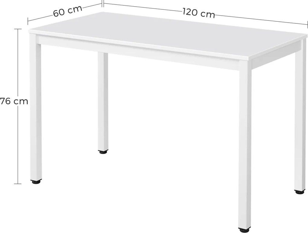 Fehér étkezőasztal fehér asztallappal, TESSA 120x60 cm