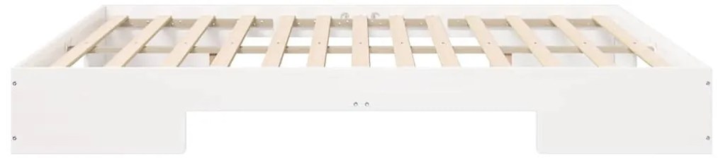 vidaXL Földi ágykeret tárolóval Fehér 200 x 200 cm Tömör fenyőfa