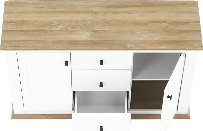 Komód MZ11, fehér/grand tölgy, LEON