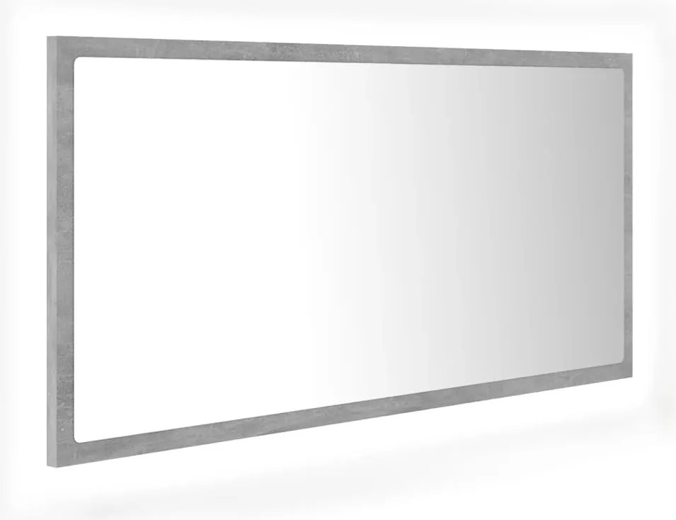 vidaXL betonszürke akril LED-es fürdőszobatükör 90x8,5x37 cm