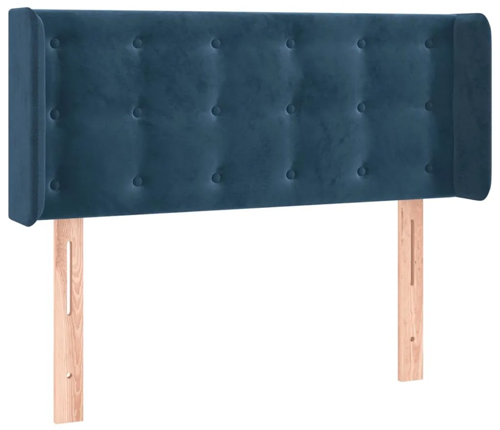sötétkék bársony LED-es fejtámla 83 x 16 x 78/88 cm