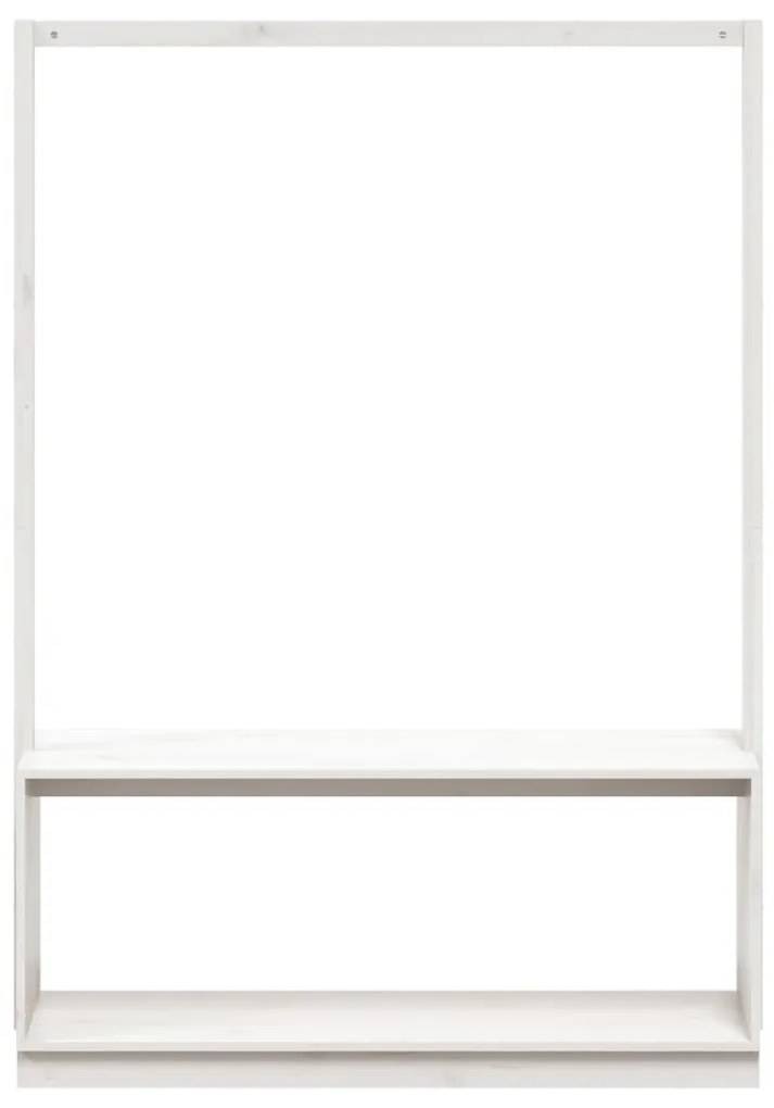 fehér tömör fenyőfa ruhatartó cipőtárolóval 113x40x157,5 cm