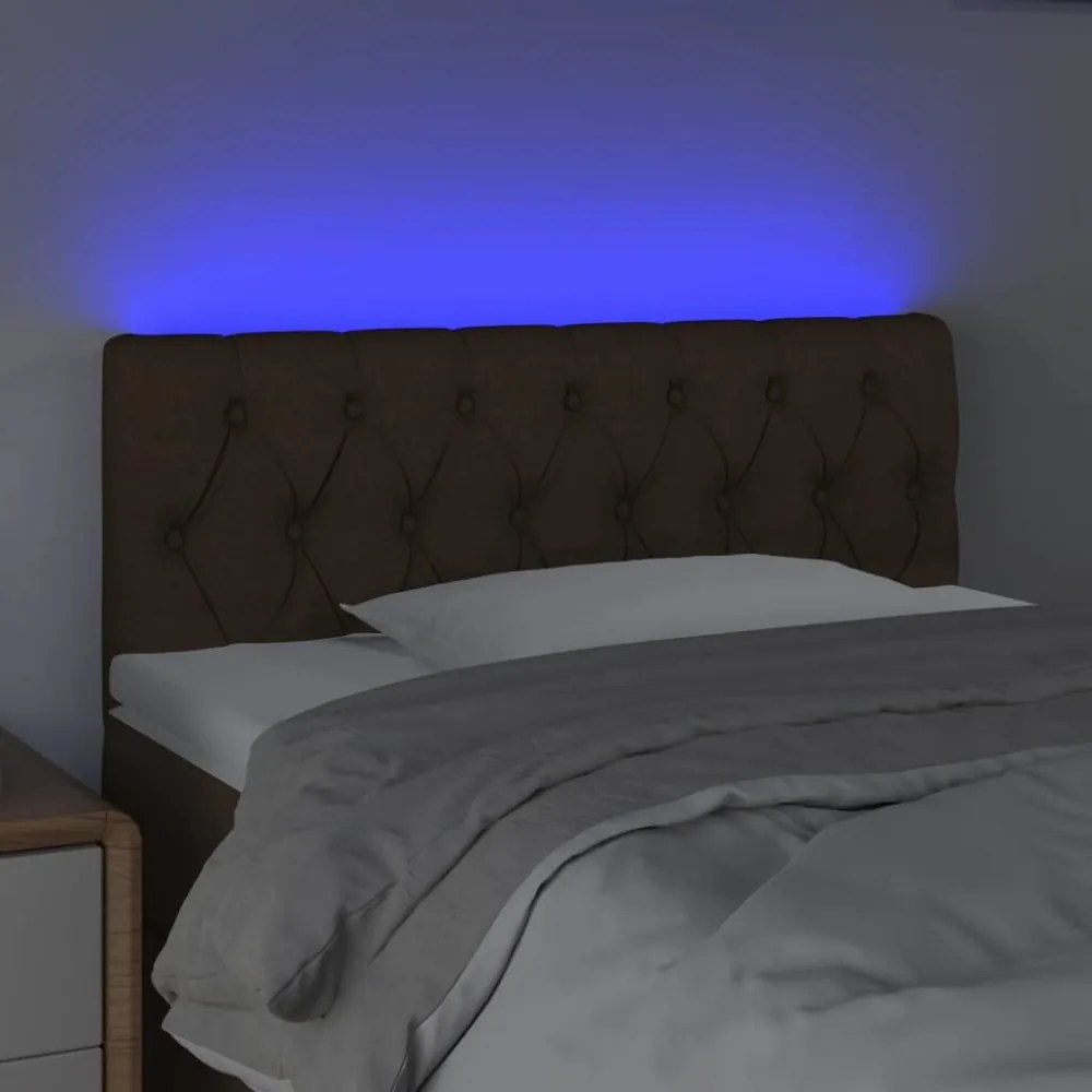sötétbarna szövet LED-es fejtámla 100 x 7 x 78/88 cm
