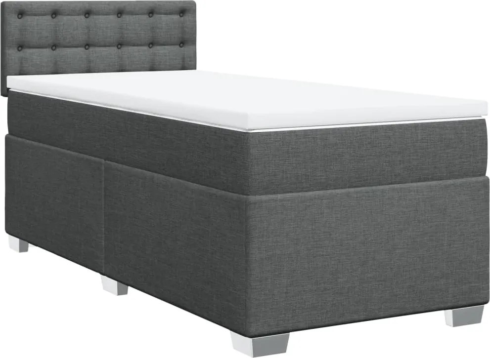 vidaXL sötétszürke szövet rugós ágy matraccal 80 x 200 cm