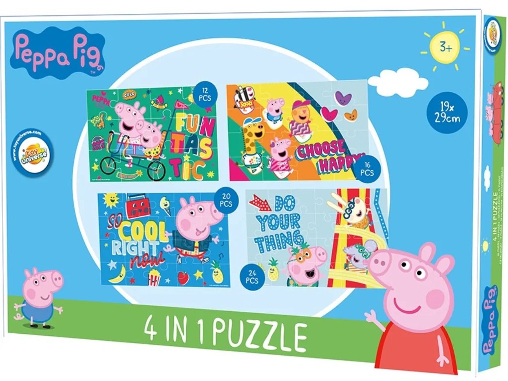 PEPPA MALAC és barátai gyerek puzzle 4 az 1-ben, 19x29 cm