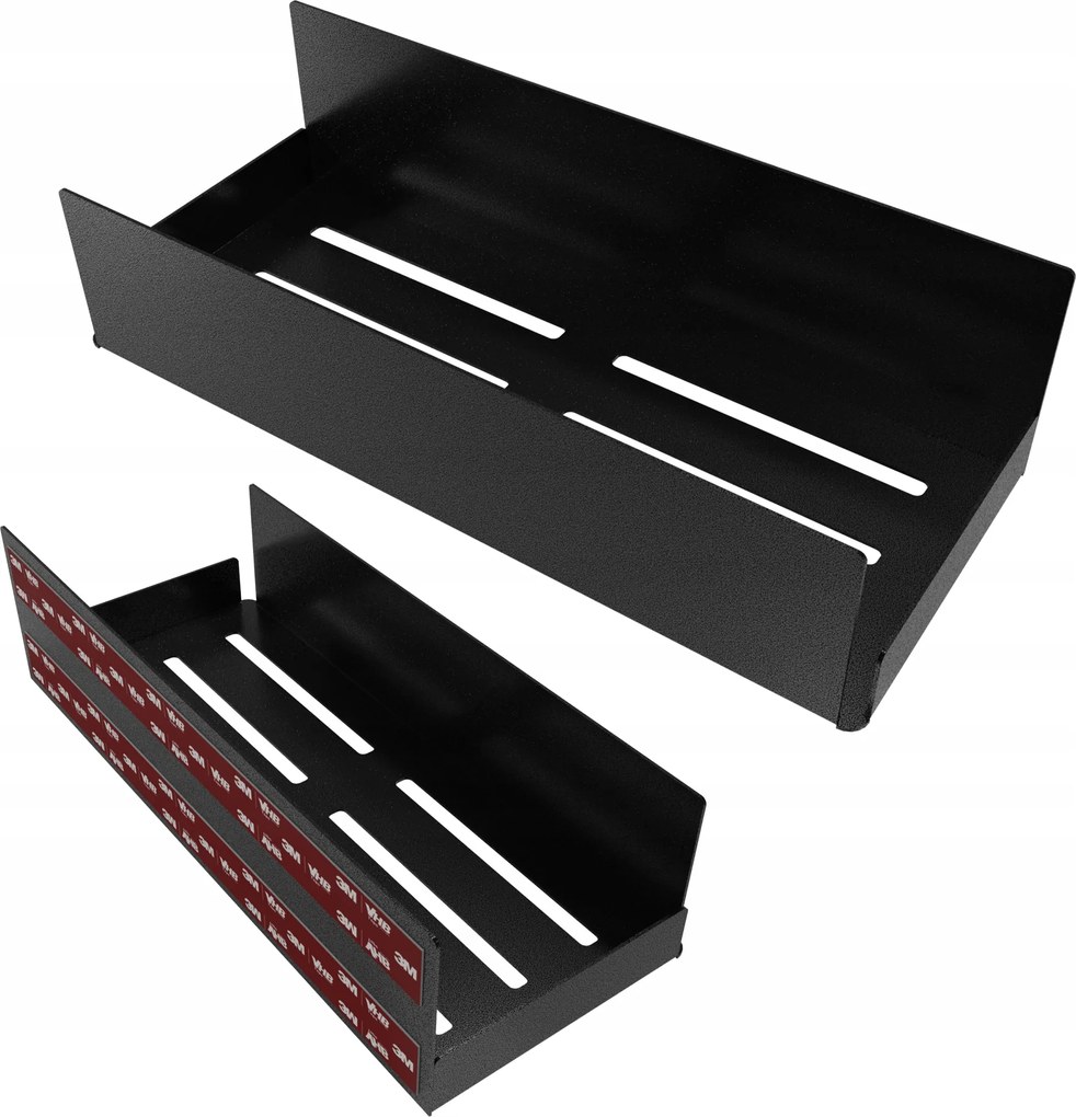 Fürdőszobai zuhanypolc fekete – fúrás nélkül 2db-os szett