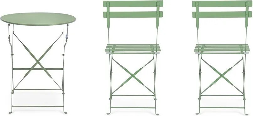 Zsályaszínű acél kétszemélyes kerti étkezőgarnitúra Austin – Bizzotto