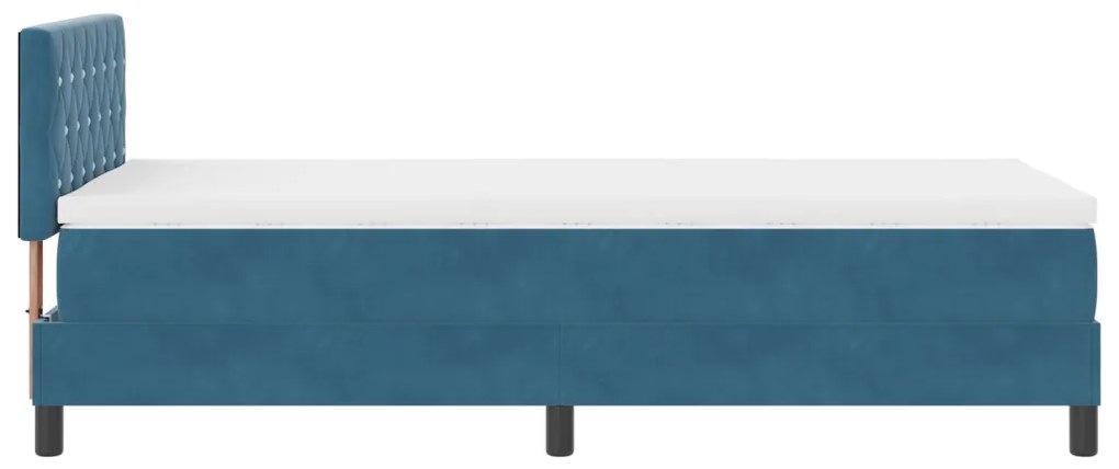 Boxspring Ágy Matrac & LED Sötétkék 90x190 cm Bársony