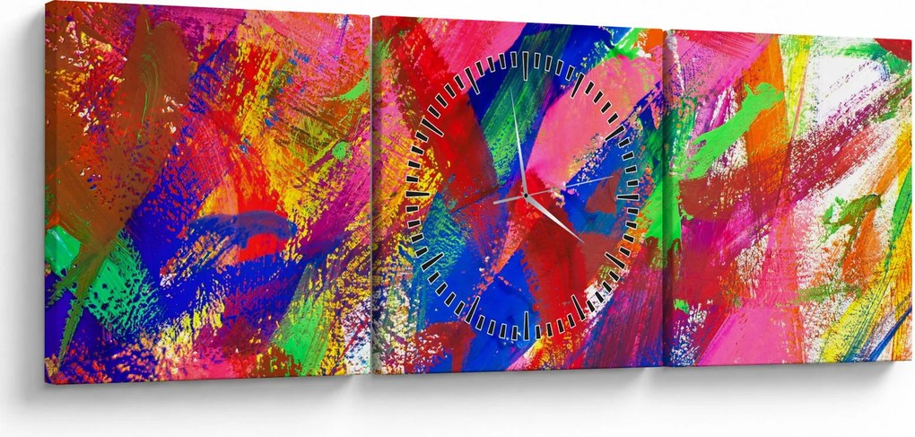 Kép - Színes absztrakció (órával) (90x30 cm)