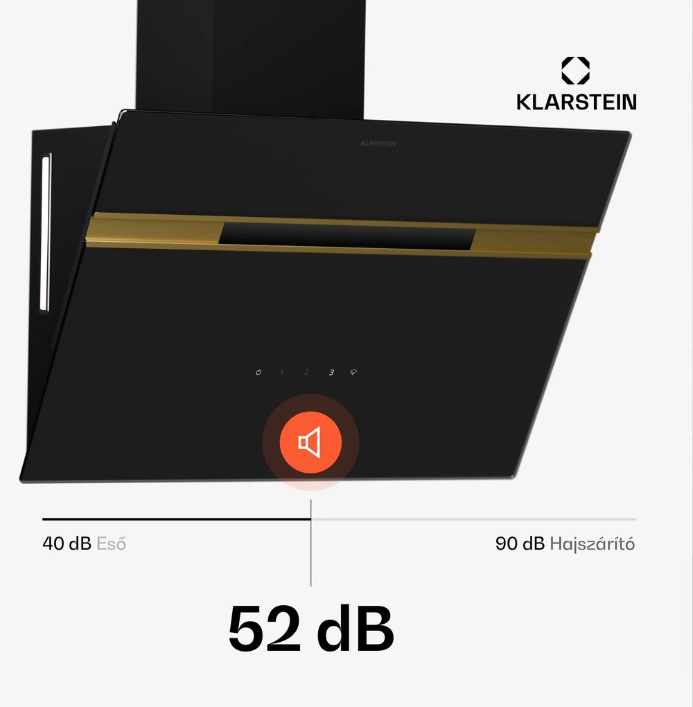 Klarstein Alina páraelszívó, EEK A, Touch, LED világítás, Elszívás/visszaforgatás, 600 m³/h