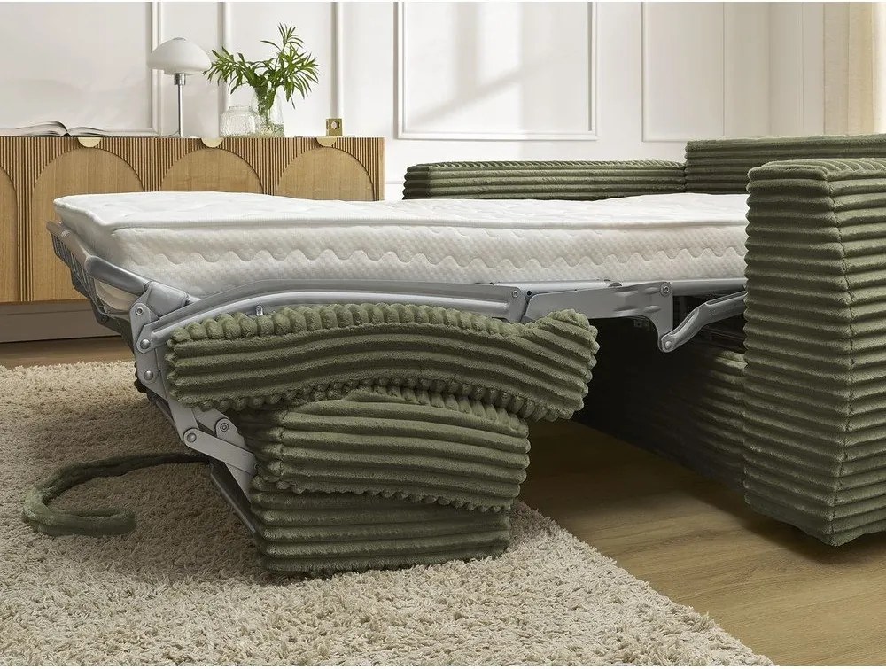 Zöld kordbársony kanapé mindennapos alvásra-kinyitható 220 cm Hugo – Bobochic Paris