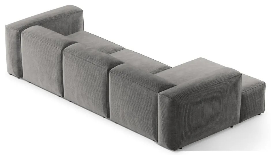 Világosszürke kordbársony sarokkanapé (bal oldali-heverő résszel) Bergamo – Cosmopolitan Design