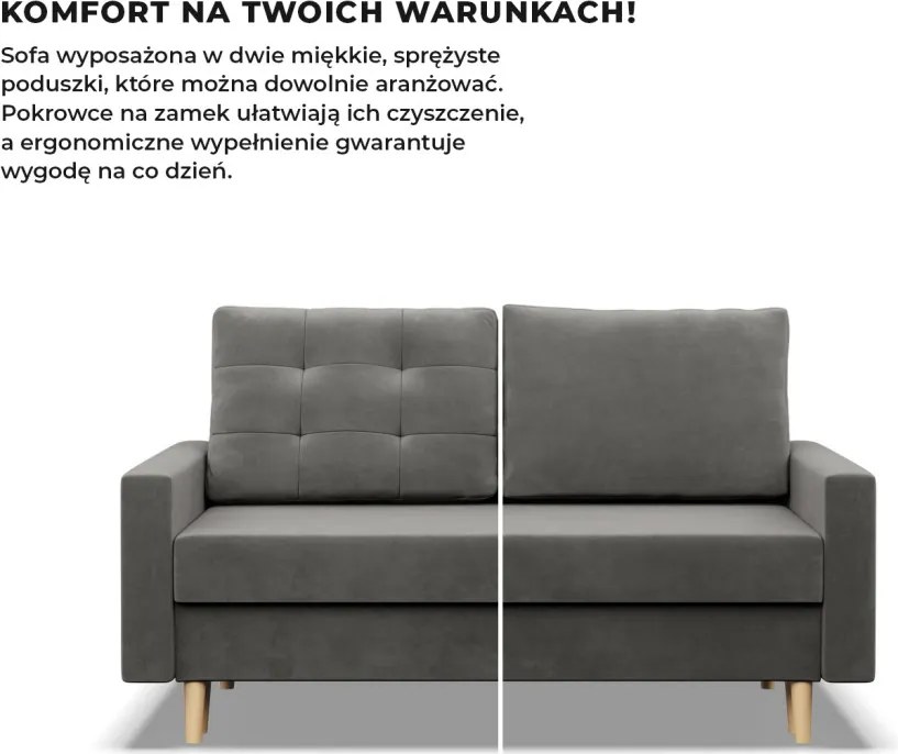 Etna kanapé, bársony, bonell töltet, világosszürke