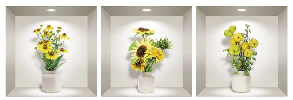 Yellow Flowers 3 db-os 3D falmatrica szett - Ambiance