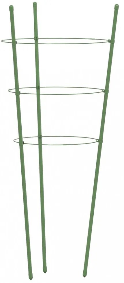5 db zöld acél kerti növénytámasz 3 gyűrűvel 45 cm