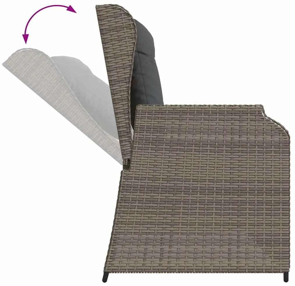 Kerti pad párnával Szürke Poli rattan