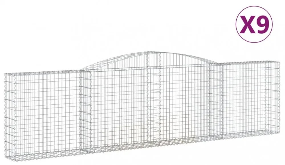 9 db íves horganyzott vas gabion kosár 400x30x100/120 cm