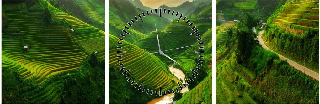 Kép - Mu Cang Chai rizsteraszok (órával) (90x30 cm)
