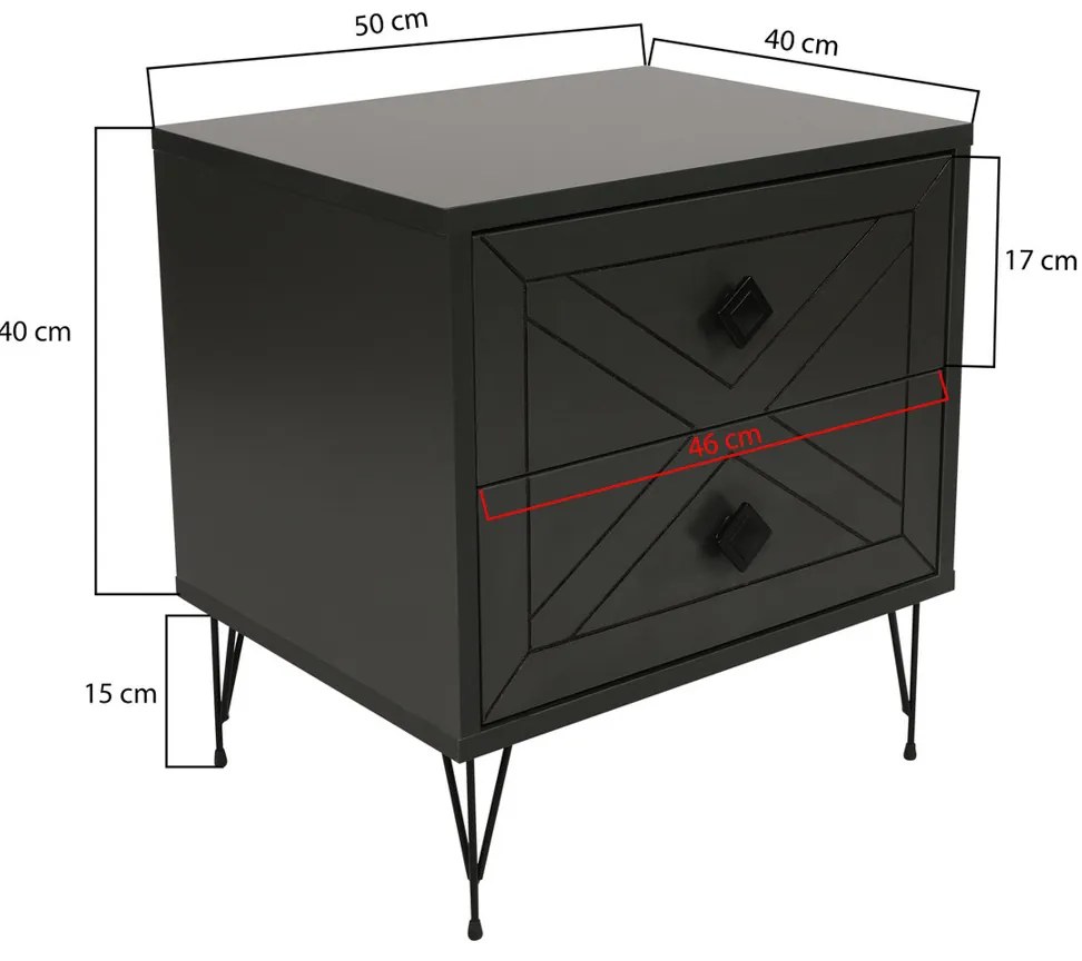 Luna Anthracite éjjeliszekrény