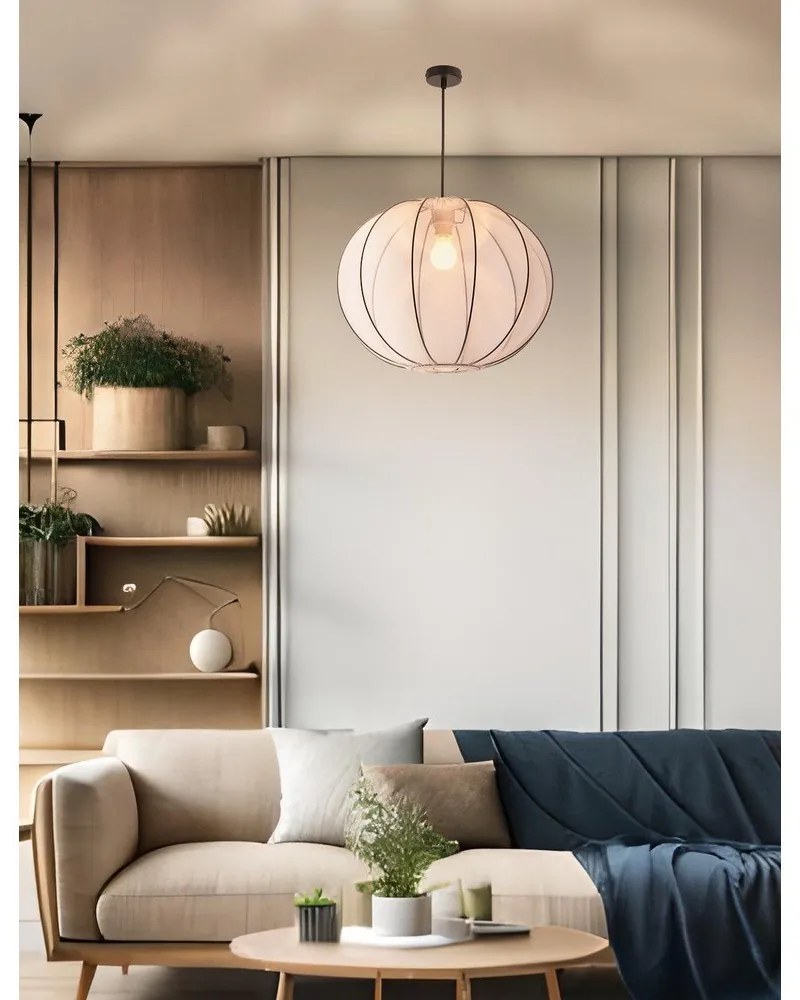 Fehér függőlámpa textil búrával ø 52 cm Mellow – Candellux Lighting