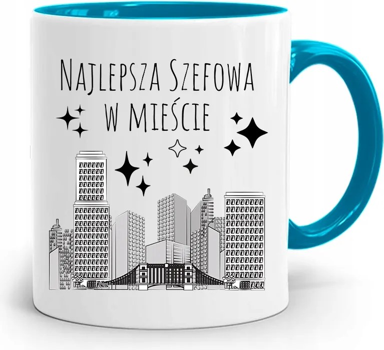 Kék Bögre A Főnöknek A Legjobb A Városban fényképes nyomattal