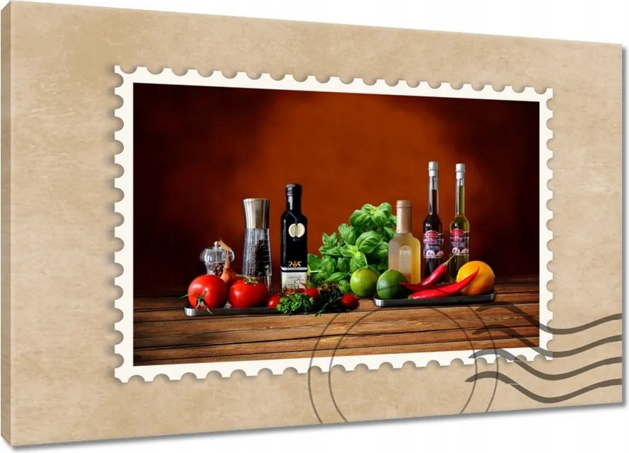 Vászonkép 90x60 Zöldségek Gyümölcsök Fűszerek
