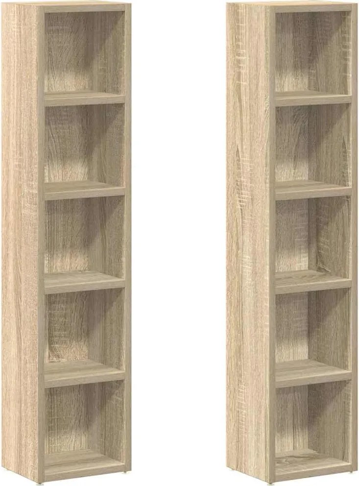 vidaXL 2 db sonoma-tölgy forgácslap CD-tartó szekrény 21x16x93,5 cm