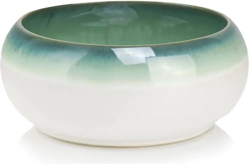 Fehér tál türkiz csíkkal a nád alá 31 cm