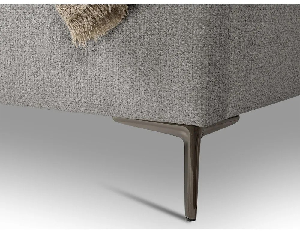 Világosszürke kárpitozott franciaágy ágyráccsal 160x200 cm Makana – Makamii