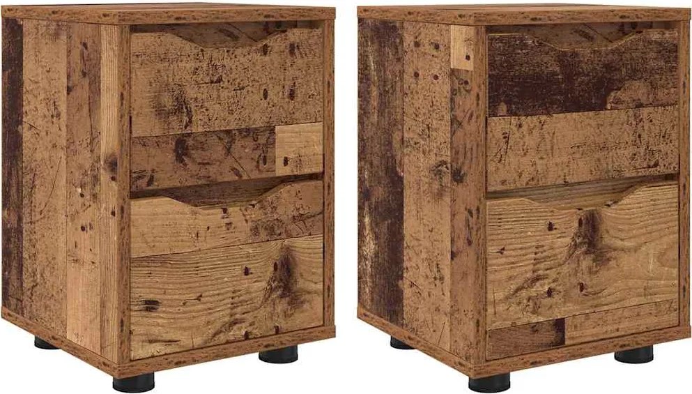 vidaXL Éjjeliszekrények 2 pcs Öreg fa 30,5 x 30 x 43 cm Faanyag