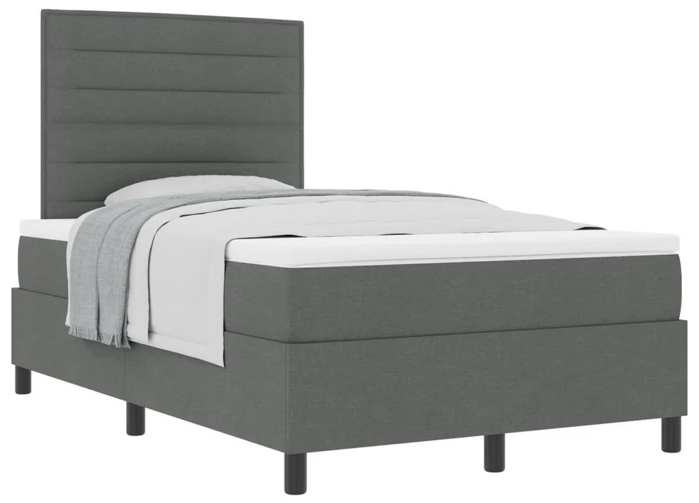Box Spring Ágy Matraccal Sötétszürke Kétszemélyes Szövet