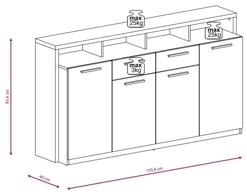 LEBY komód sonoma tölgy/fehér
