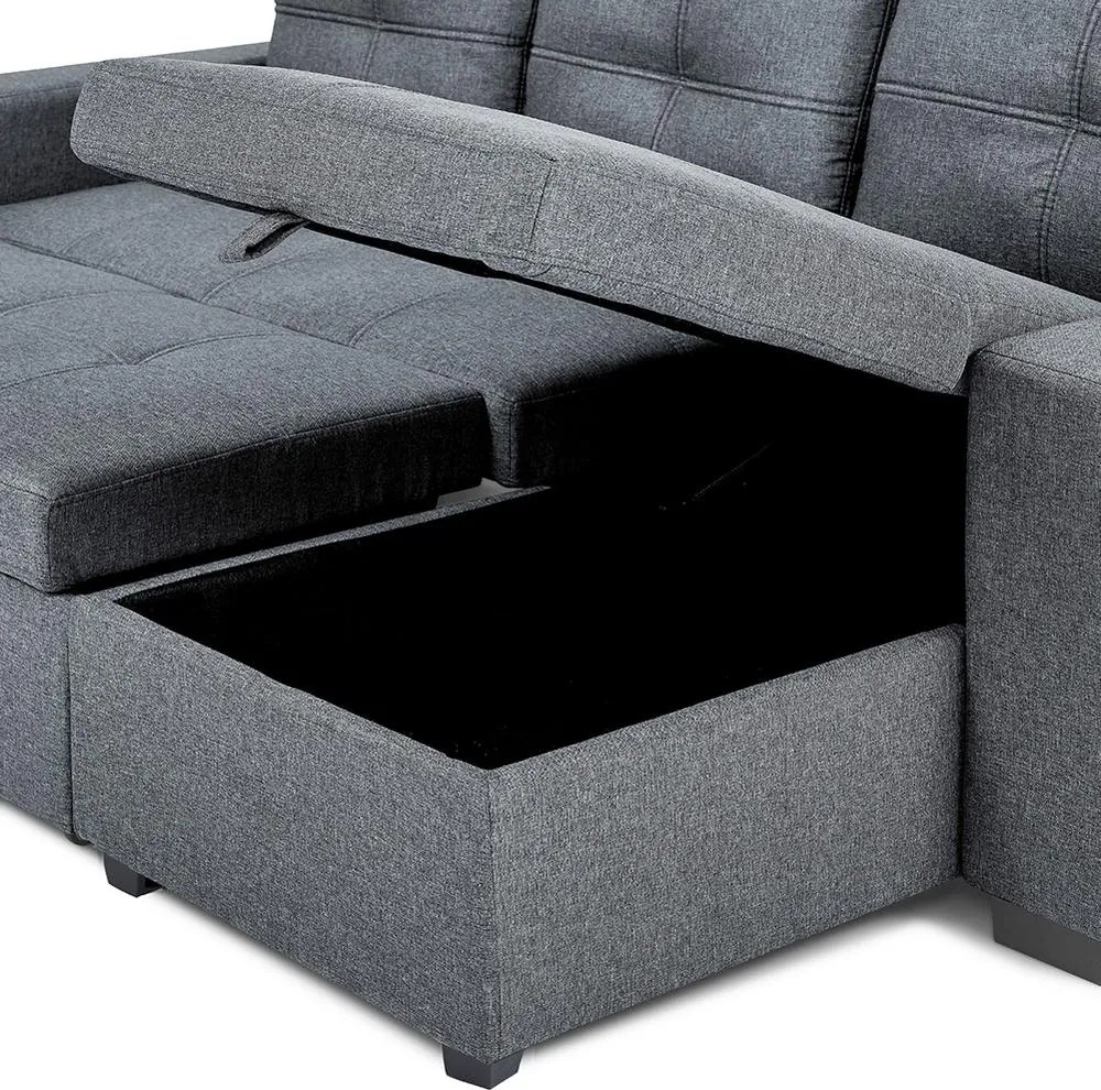 Catini PORTIVA univerzális sarokkanapé tárolóval és USB-csatlakozóval, szürke