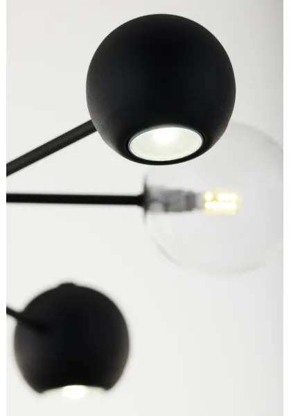 Jupiter 1995 - Csillár rúdon MOKA 3xGU10/10W/230V + 3xG9/10W/230V fekete/átlátszó