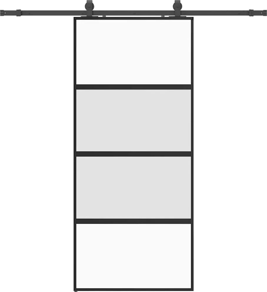 vidaXL fekete edzett üveg tolóajtó fémszerelék szettel 90x205 cm