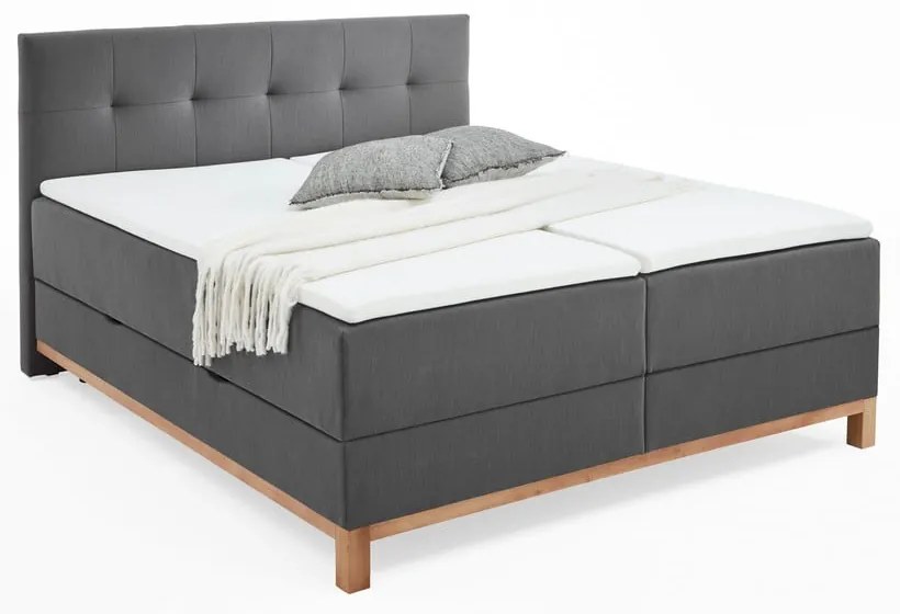 Sötétszürke boxspring ágy tárolóhellyel 180x200 cm Catania - Meise Möbel