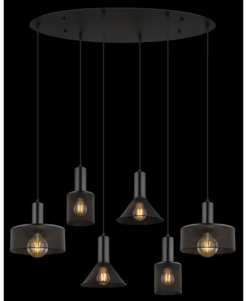 Globo 15648-6H - JEDD kábellel függesztett csillár 6xE27/60W/230V fekete
